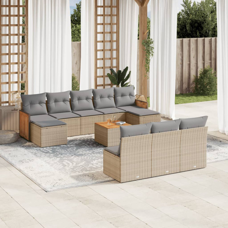  Grandes housses amovibles en rotin PE pour canapé de jardin, Beige, Brun