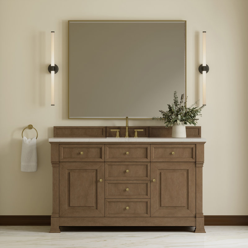 Brookfield 48'' Single Bathroom Vanity with Top, Widespread, Lime Delight, Honey Oak