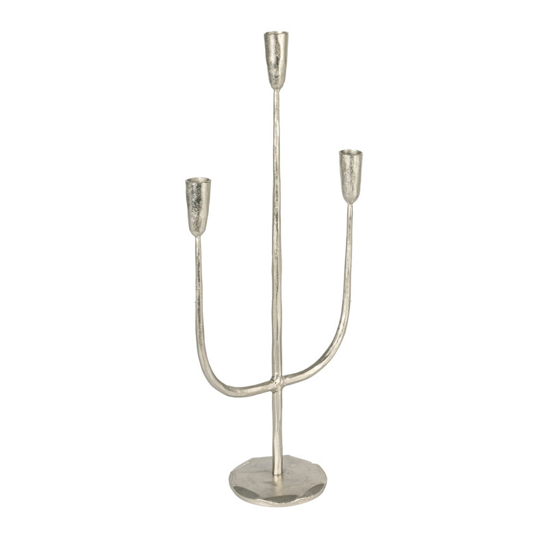 Hand-Forged Metal Candelabra, Silver