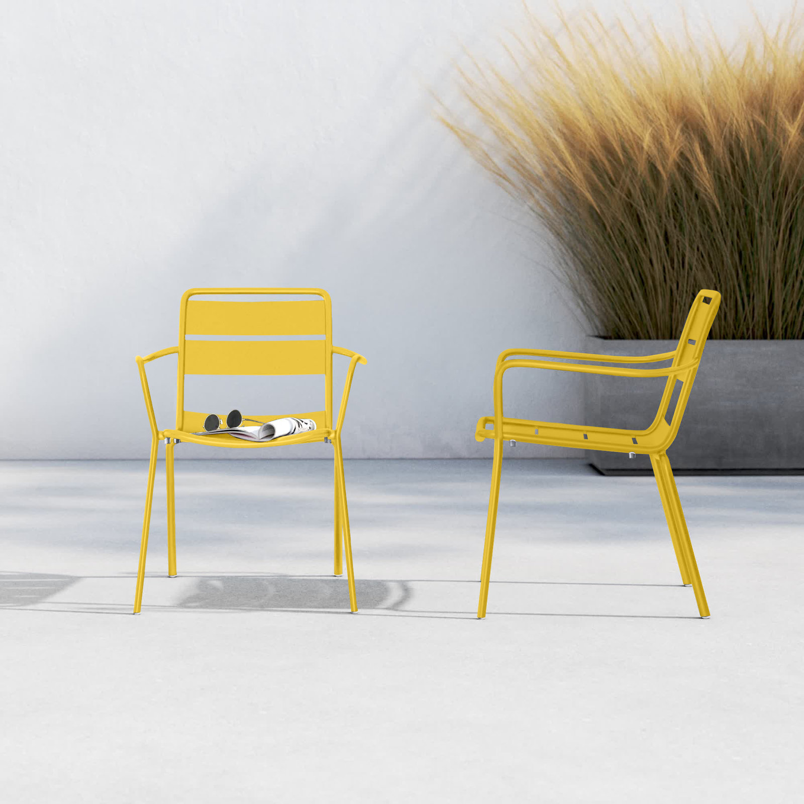 Kapri Stackable Patio Armchair, Saffron, 2