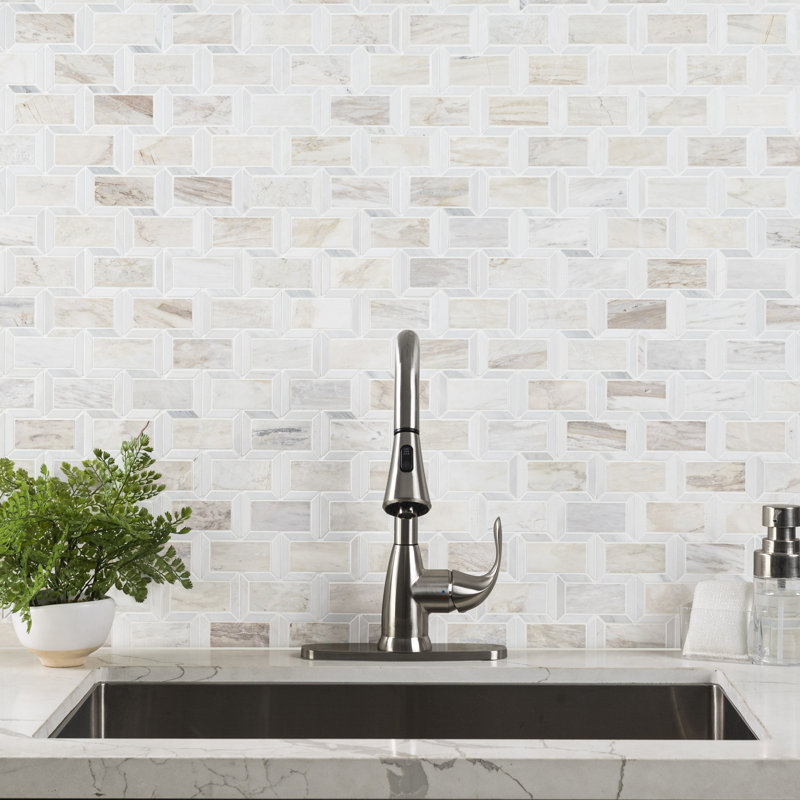 Auralie Framix 12 in. x 14 in. Polished Marble Mosaic Floor and Wall Tile, Auralie