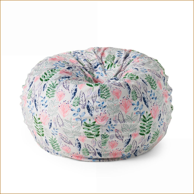 Fauteuil à billes rond 3 pi Barcadera - rembourré de mousse souple pour adultes | Botanique à jet blanc | Rond