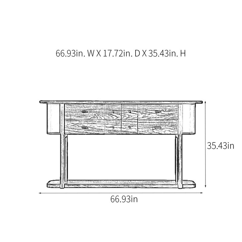 Console rétro avec tiroirs Retro, H 35,43 po x l 66,93 po x P 17,72 po
