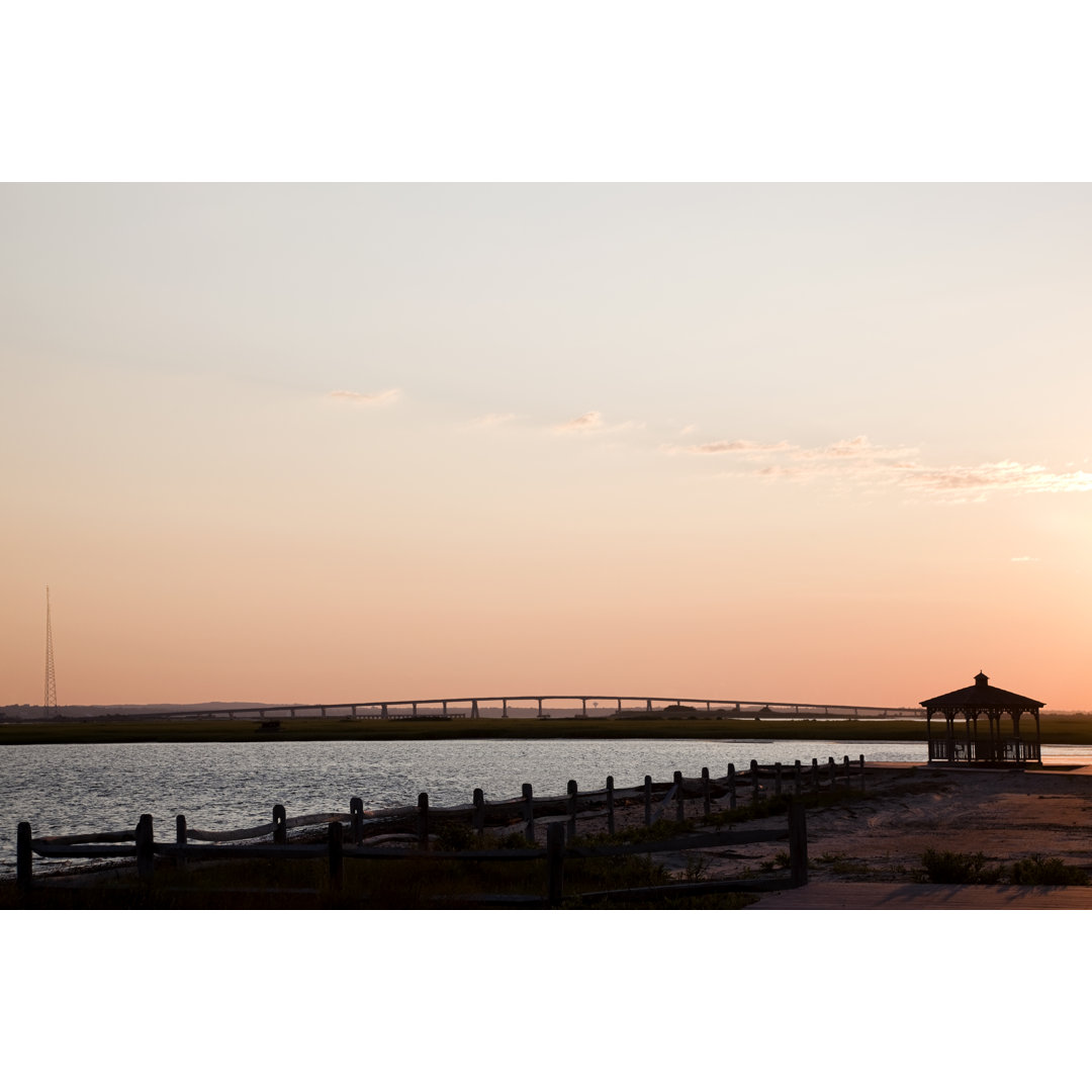 Gazebo And The Ponquogue by MikeRega - Wrapped Canvas Print