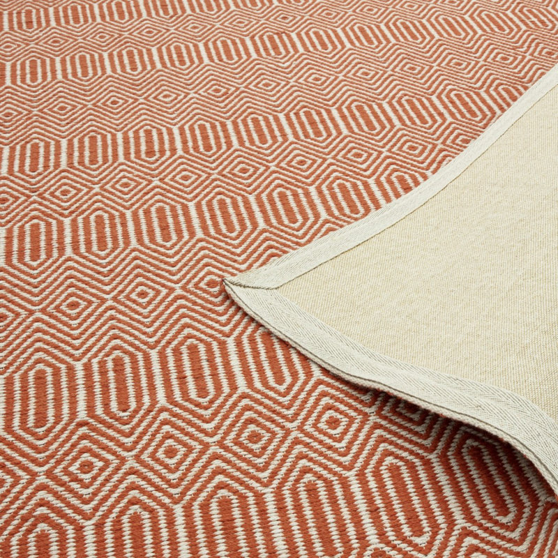 Orange Geometric Wool Modern Handmade Easy To Clean Rug For Living Room And Bedroom, Rectangle 160 x 230cm