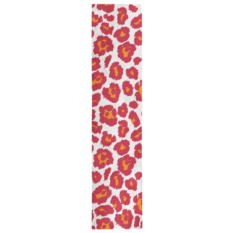 Chemin de table à imprimé animal, 72 po x 16 po, Blanc / rouge / orange