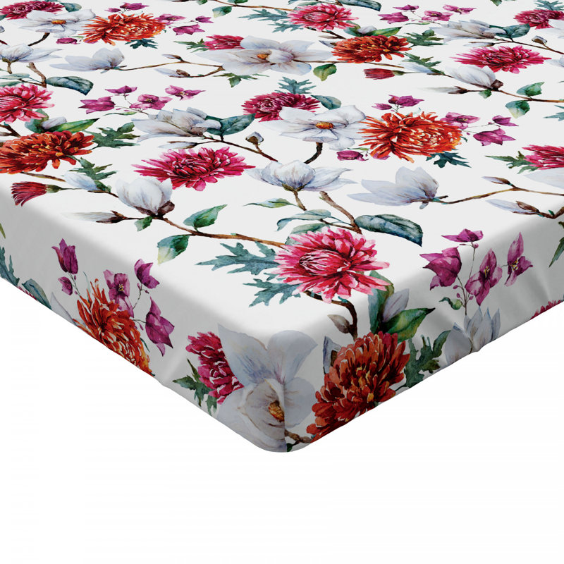 Microfiber Floral Fitted Sheet, Twin XL Fitted Sheet, Dark Pink Floral 4