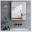 Armoire à pharmacie 15 po x 26 po avec miroir réglable et fixation murale en aluminium pour salle de bain-1325826252