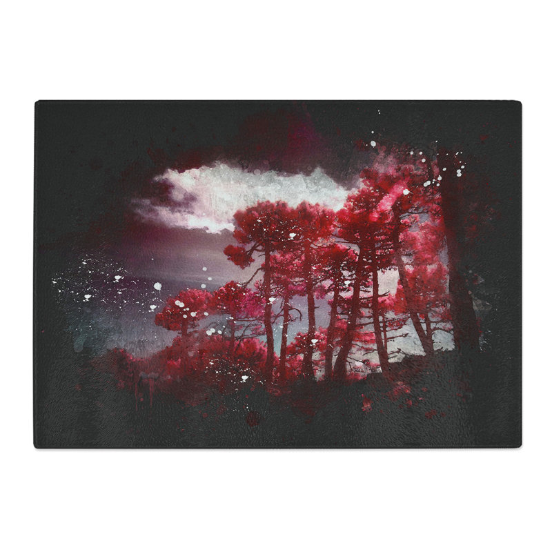Tempered Glass Plum Forest Chopping Board, 20 cm x 28.5 cm