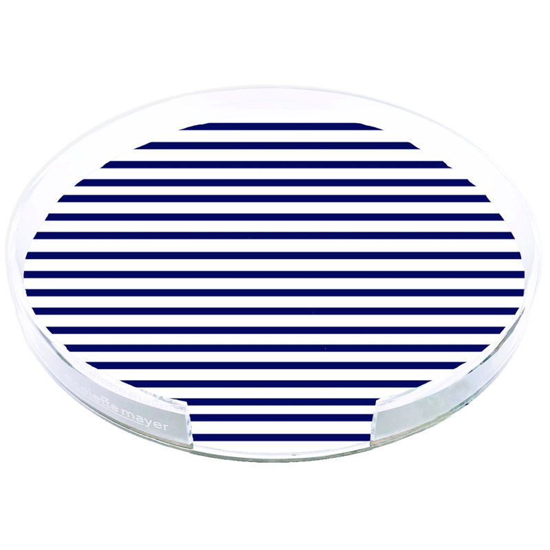 D Esprit Marin Acrylic Round Placemat Tray, Navy/White