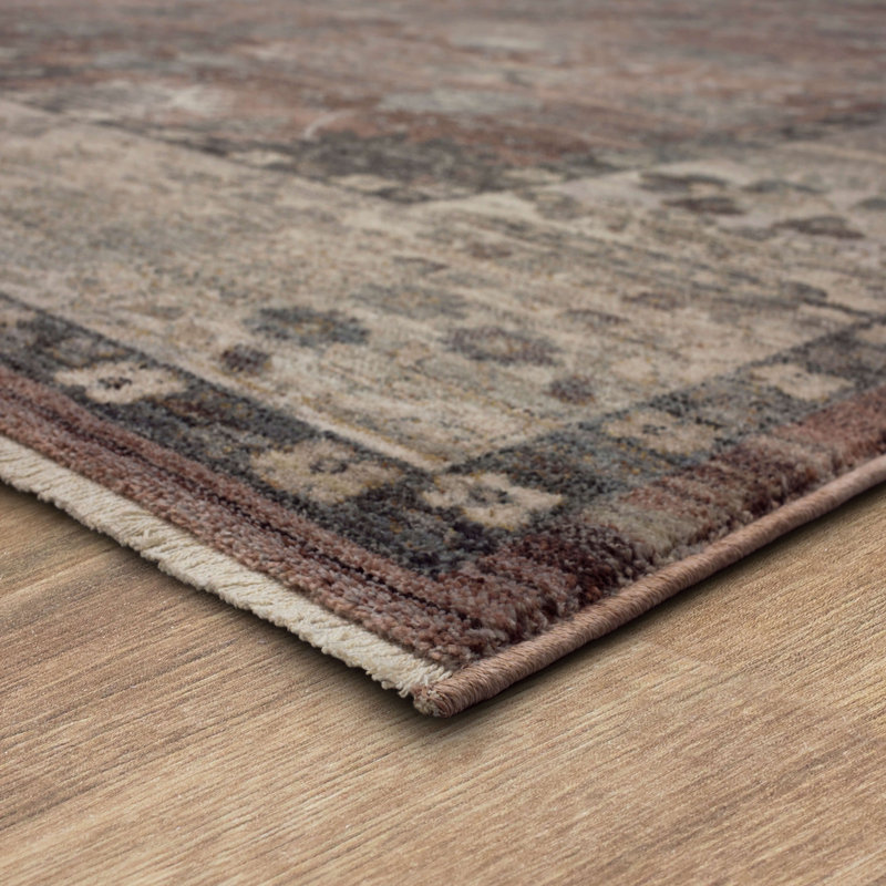 Rustic Red and Brown Floral Synthetic Runner Rug