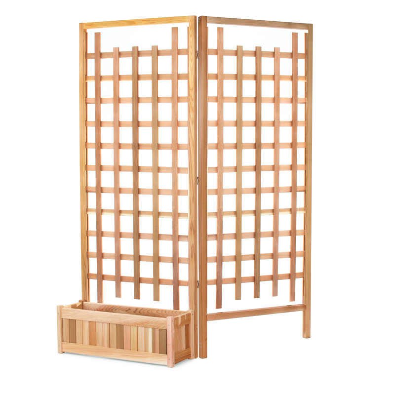 84" Cedar Wood Planter Box with Trellis Privacy Screen