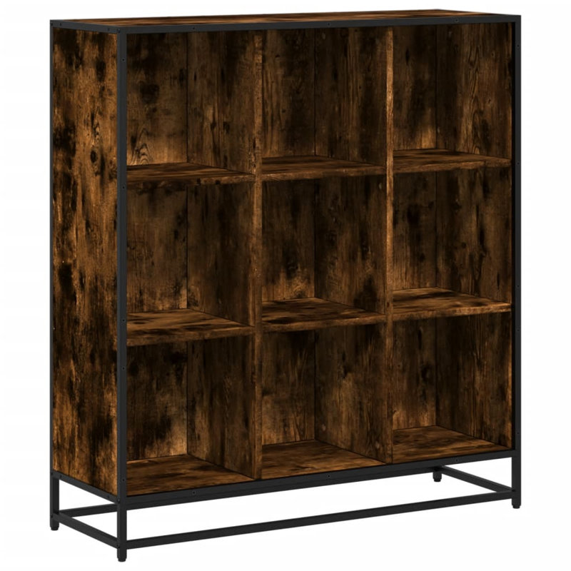 Alvon 107.5cm H Bookcase, (9 Shelves) 107.5cmH x 97.5cmW x 33cmD, Smoked Oak