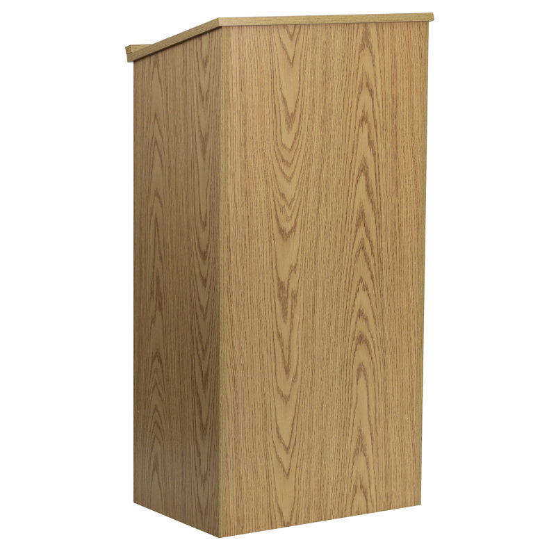 Oak Wood Stand-Up Lectern with Adjustable Shelf