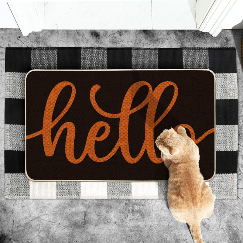 Paillasson noir et orange Hello Halloween