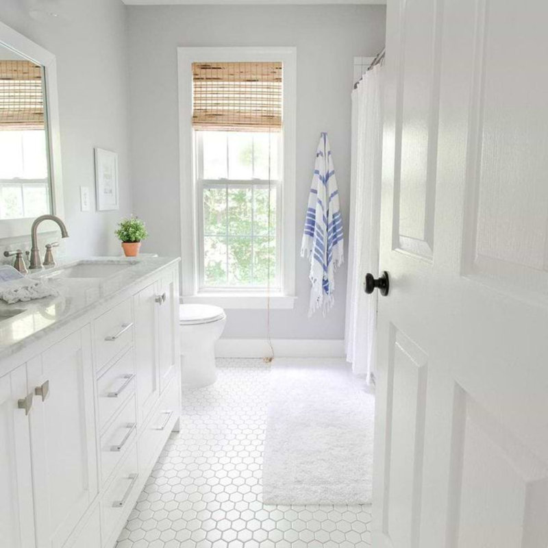 Meadowmere 3" Hexagon Matte Ceramic Tile, Cement White