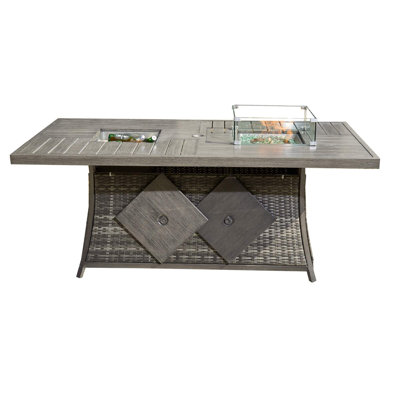 6-Seat Rectangular Fire Pit Table With Ice Bucket