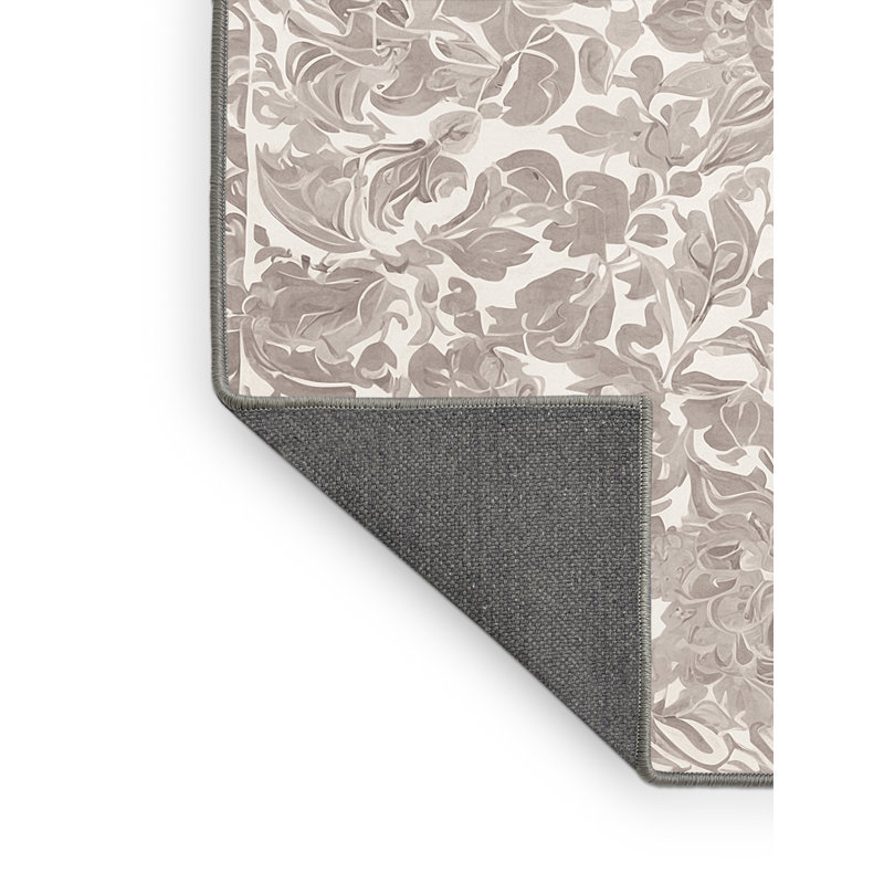 Tapis gris soyeux et moelleux, Rond 5 pi