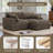 2 - Piece Upholstered Light Brown Faux Rabbit Fur Flannel Reversible Modular Sofa Living Room Sectional Couch with Pillows-926571007-926571003