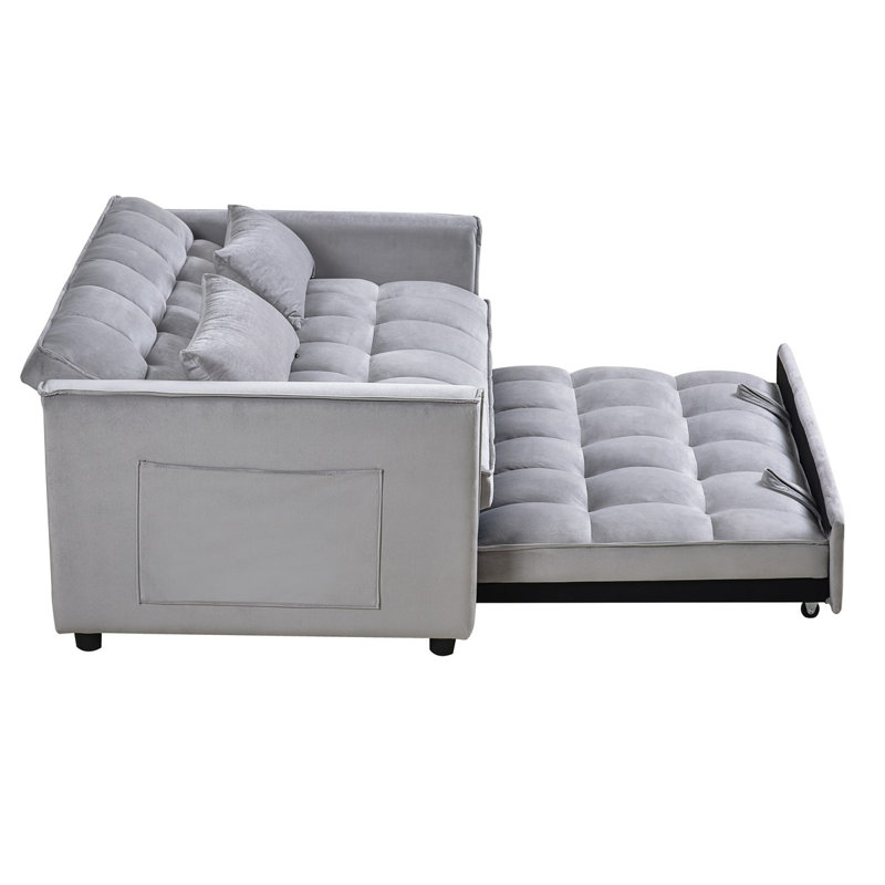 3 In 1 Convertible Sleeper Sofa Bed, Light Gray