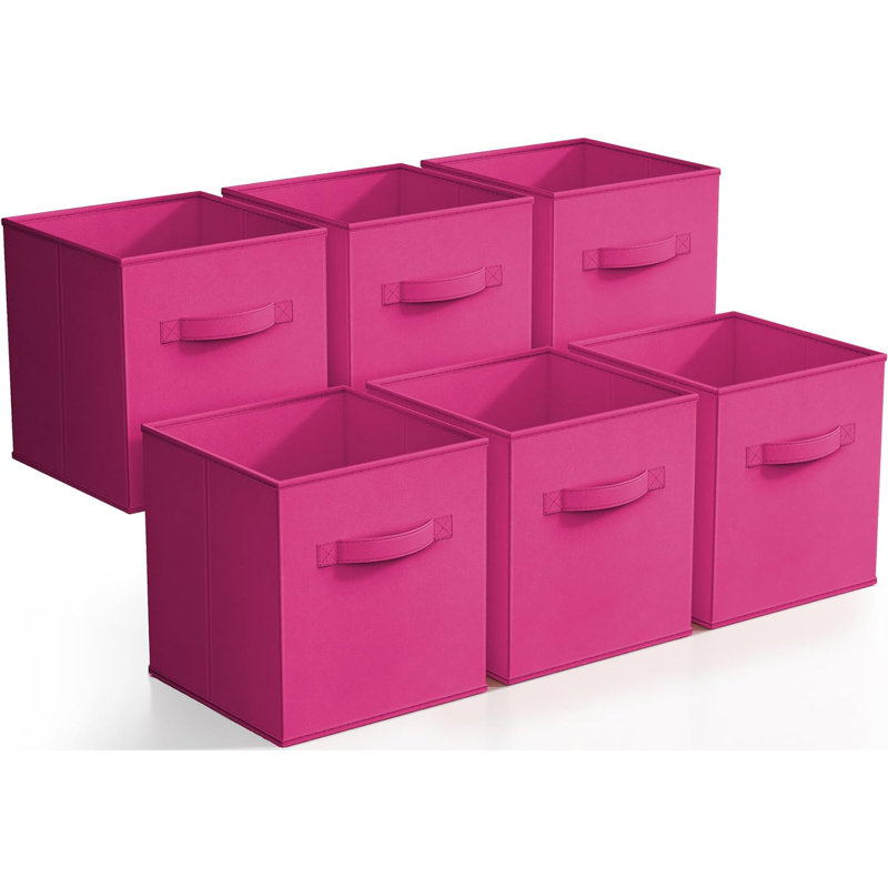 Sorbus 11" Foldable Storage Cubes with Handles, Pink