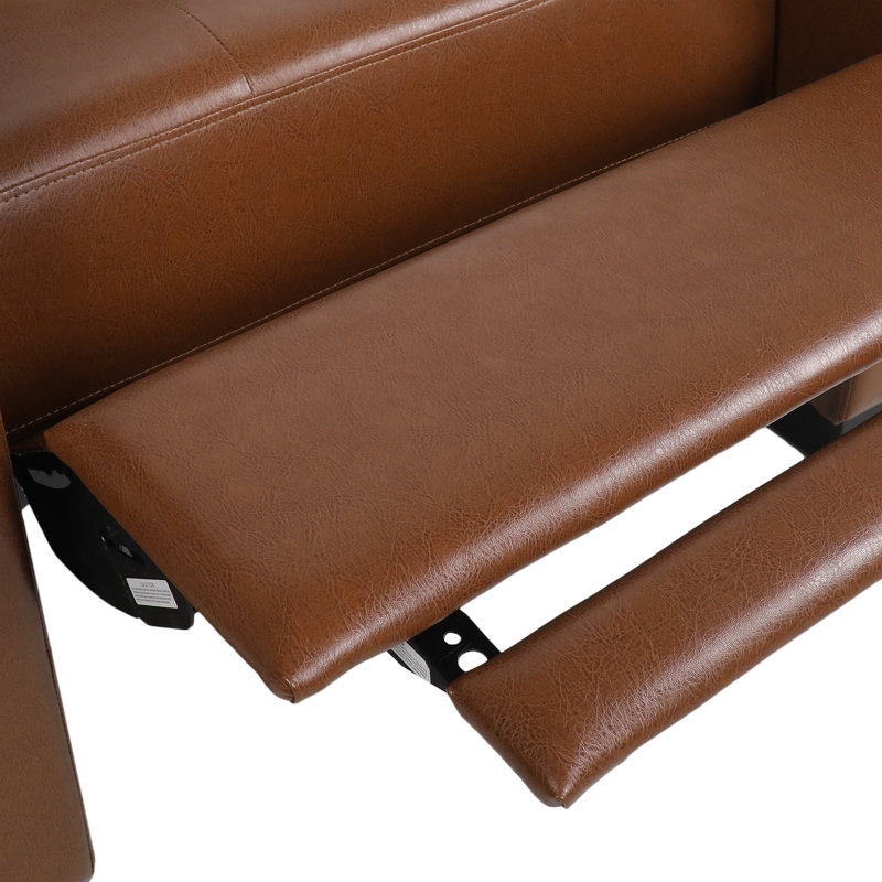 Leisure Faux Leather Recliner, Cognac Faux Leather