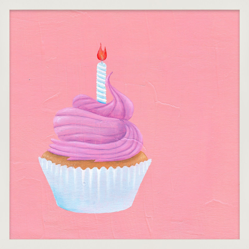 Birthday Cupcake Print by Katy Montica, White Framed Paper, 24" W x 24" H x 1.25" D