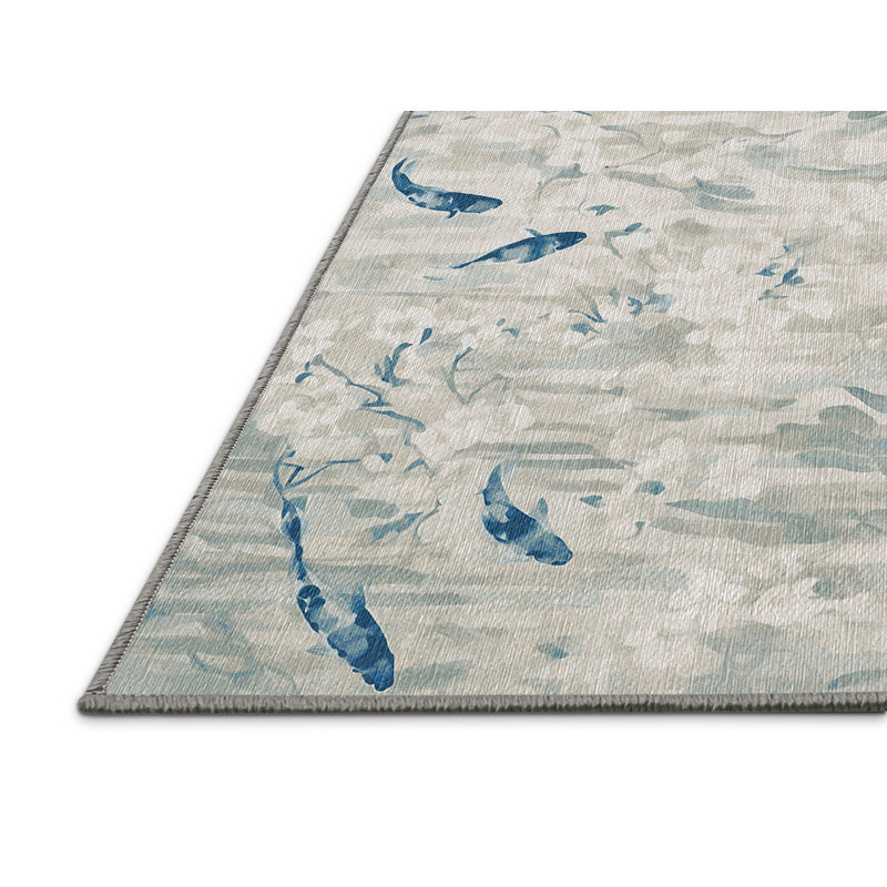 Machine Washable Gray Area Rug, Rectangle 4' x 6'