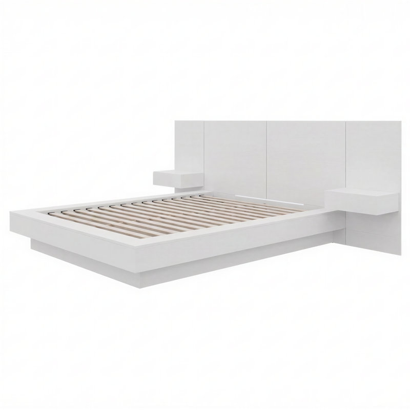 Ensemble de chambre à coucher 3 pièces Kaenen, Roi, Blanc