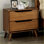 Mid-Century Modern Grey 2-Drawer Nightstand with Solid Wood Legs