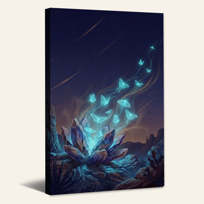 Toile brillante «Papillons lumineux et étoiles filantes»