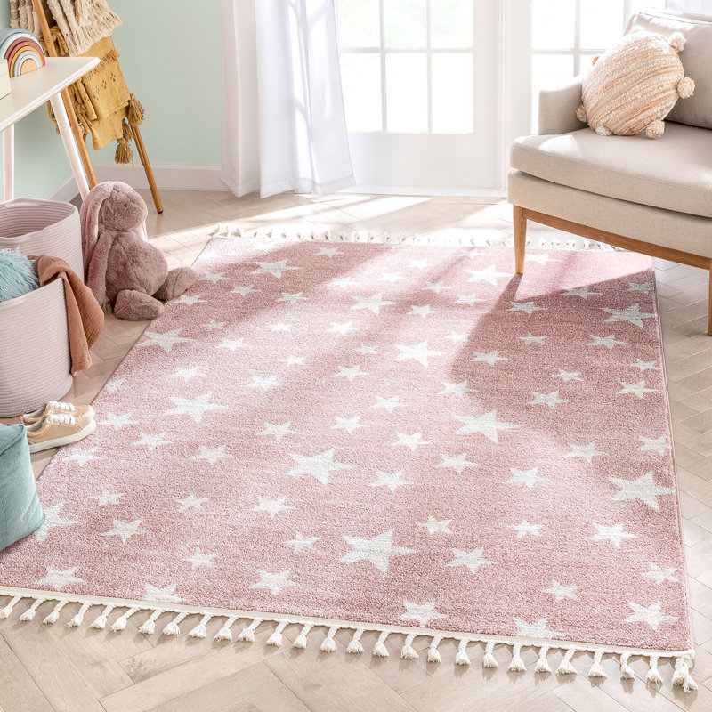 Kennedy Stars Pink Children's Rug, Rectangle 160 x 220cm