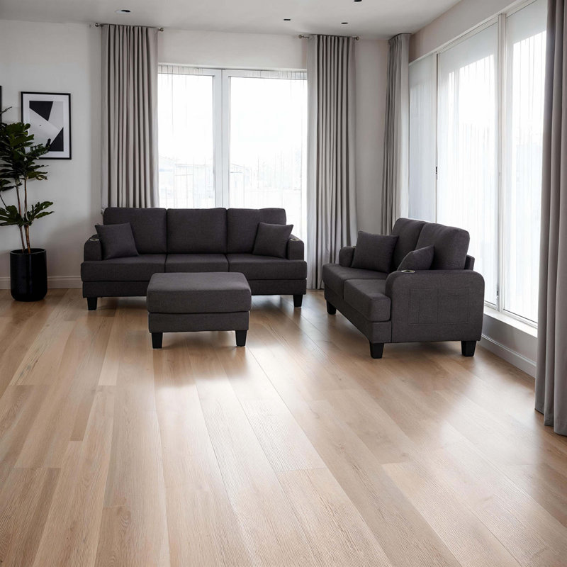 Repose-pieds carré de style contemporain gris foncé