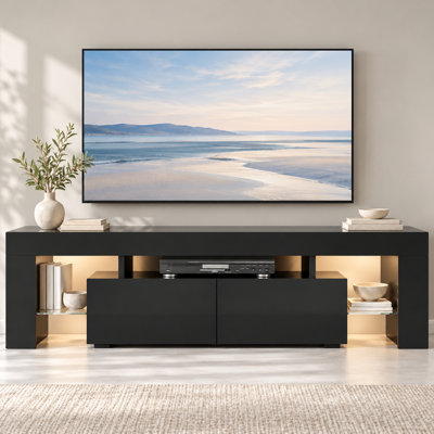 Meuble audio-vidéo avec lumières DEL Manjesh 63 po, meuble télé pour téléviseur de 70 po ou moins Manjesh