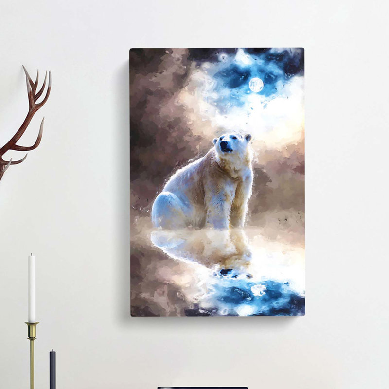 Polar Bear in Abstract - Wrapped Canvas, 60cm H x 40cm W x 3cm D