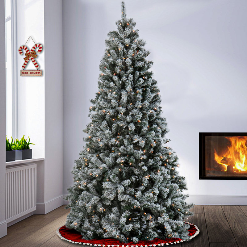 The Holiday Aisle® Snowy North Valley Spruce Tree with Clear Lights, 9' H