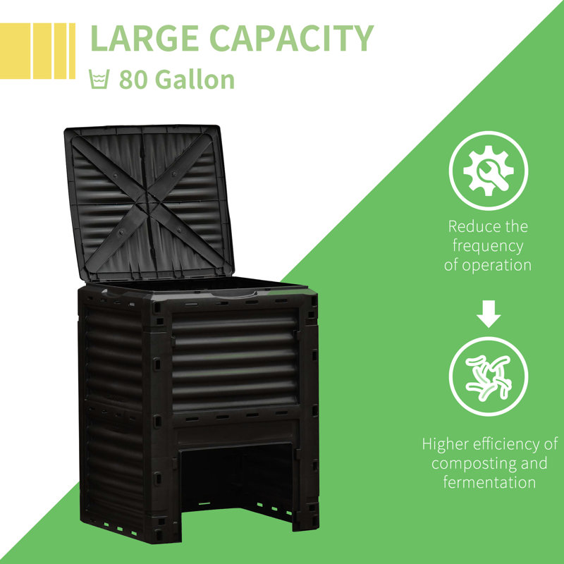 Garden 80 Gallon - Enrich Soil Quality 48 Air Vents For Efficient Aeration Easy Assembly, Yellow Outdoor Compost Bin Make Your Rich Circulation System