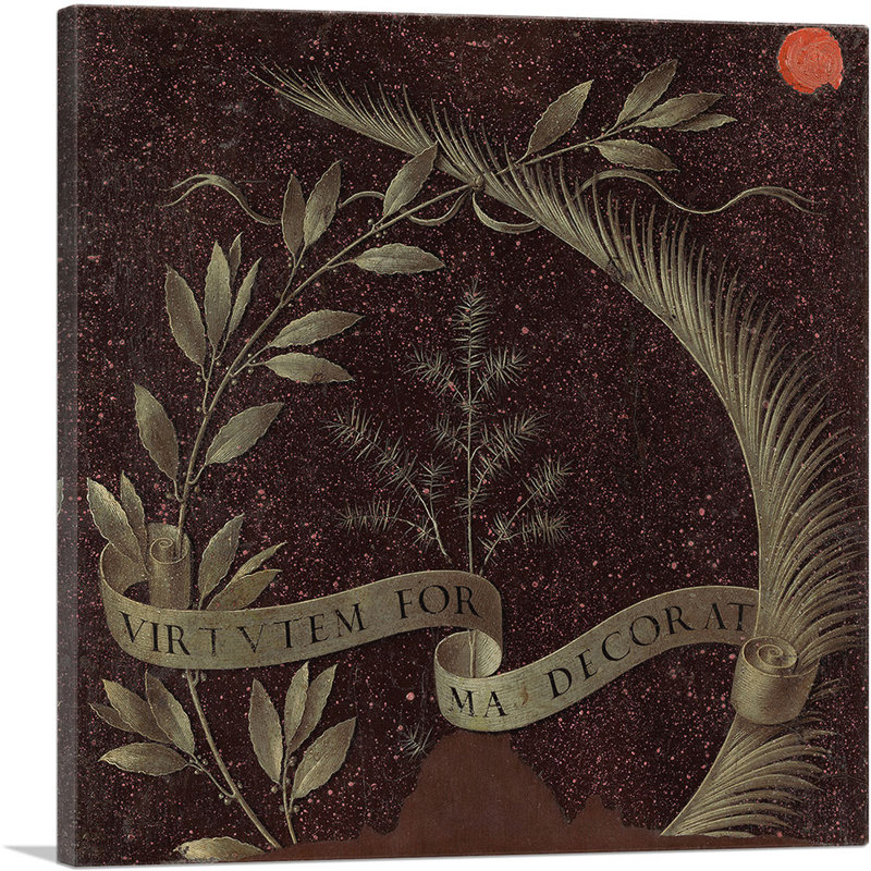 «Beauty Adorns», parchemin de la vertu «Inscrits», imprimé de décorations 1474 - imprimé, H 26 po x l 26 po x P 1,5 po