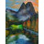 Paysage de montagne et de lac | Acrylique sur toile | Sakshi Agarwal