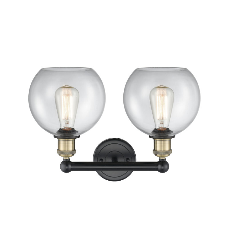 Ellington 2 - Light Dimmable Vanity Light, Clear, Black Antique Brass