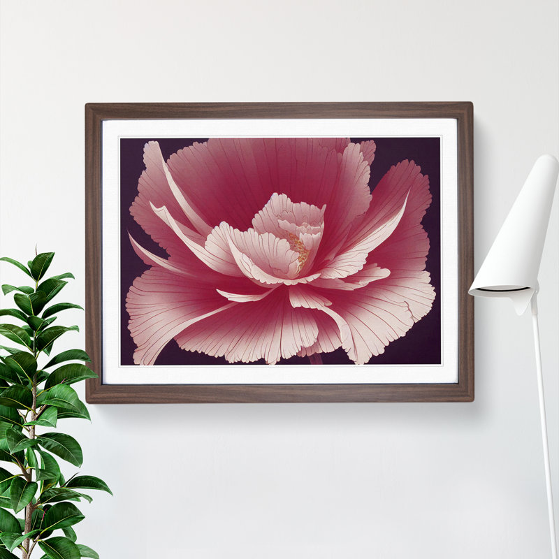 Animated Carnation Flower 1 Piece Single Picture Frame Wall Art, 46cm H x 64cm W, Brown