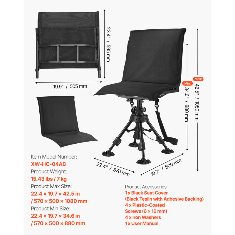 Housse de siège de chaise de chasse pivotante à 360 °