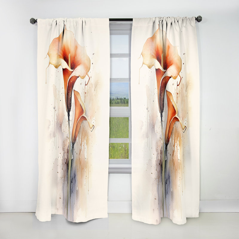 Stoneville Coral Tulip dream - Traditional Curtain - Velvet Room Darkening - 1 Panel, 52" W x 84" L