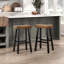Ensemble de 2 tabourets à hauteur de comptoir de style transitionnel, meubles en bois d'hévéa massif à finition noire-117657365-117657369-117657371