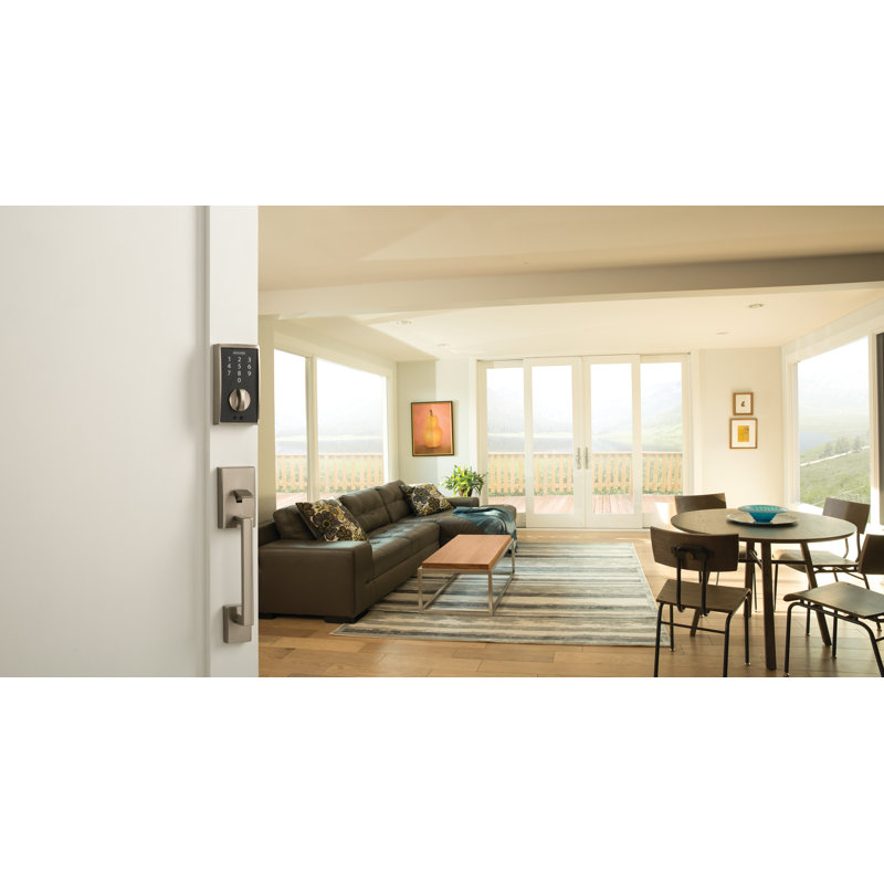Sense Smart Deadbolt with Camelot Trim, Satin Nickel, Yes