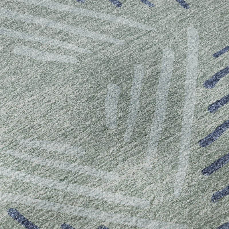 Premium Machine Washable Mayfield AMF2413 Geometric Rug, Spa, 2'6" x 3'10"