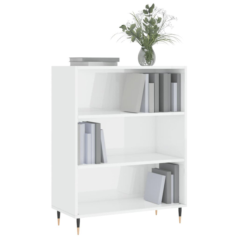  Bookcase Engineered Wood, Metal, High Gloss White