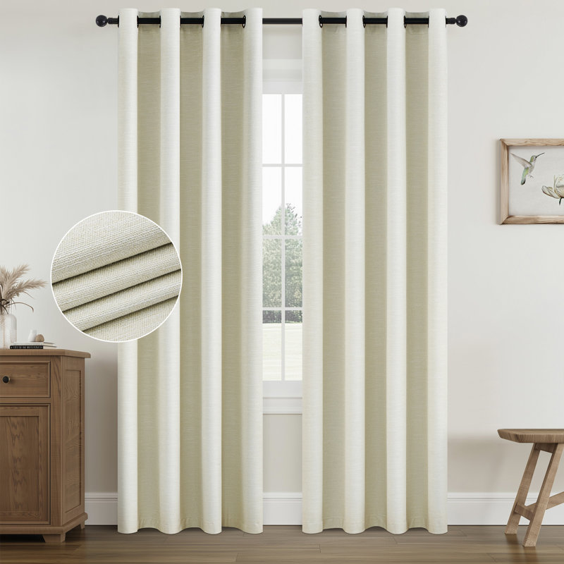 Rideaux occultant 100% occultant avec œillets Dennan, L 52 po x L 90 po, Crème, crème