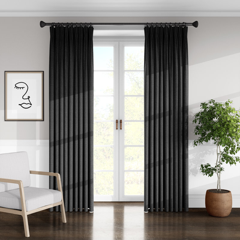 Room Darkening Pinch Pleat Single Curtain Panel, Gray, 40” W x 120” L