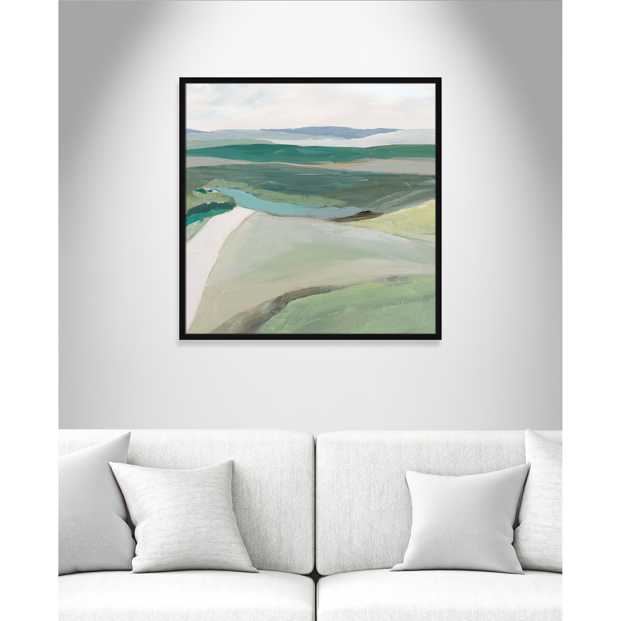 Fields Of Green II by - Single Picture Frame Print, 32" H x 32" W x 1.25" D, Satin Black Framed